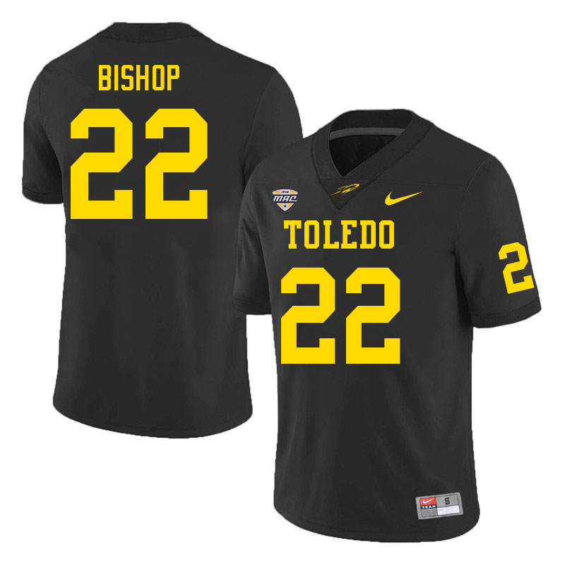Toledo Rockets #22 Brian Bishop College Football Jerseys Stitched Sale-Black